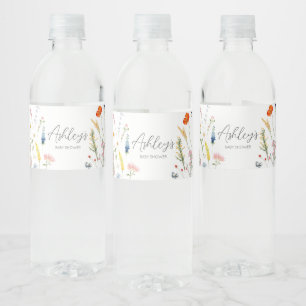 Spring Wildflower Baby in Bloom Baby Shower Water Bottle Label