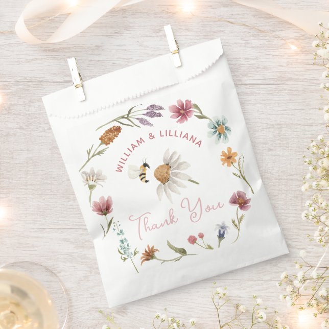 Spring Wildflower Baby Shower Thank You Favour Bag (Clipped)