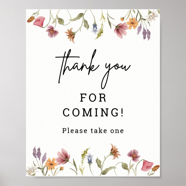 Spring Wildflower Baby Shower Thank You Favours Pe Poster (Front)