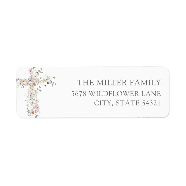 Spring Wildflower Baptism Return Address Labels (Front)