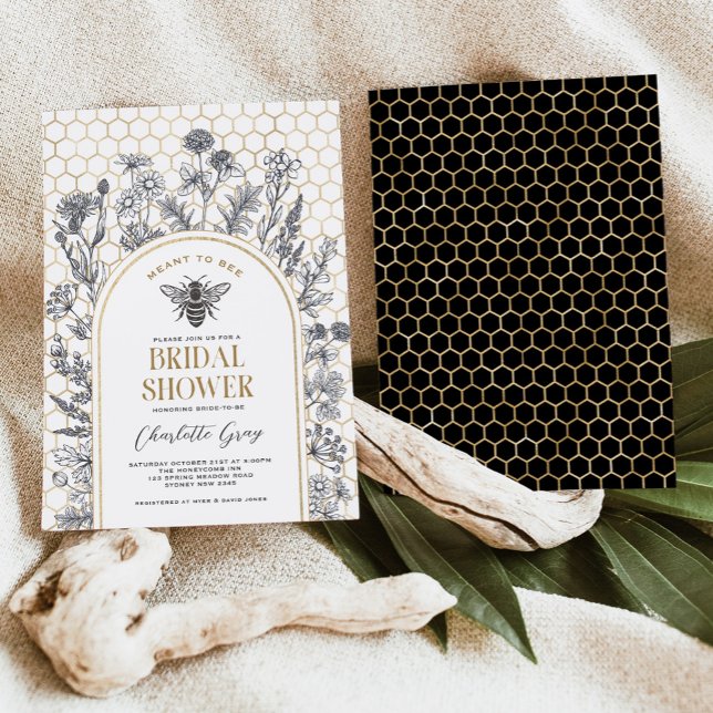 Spring Wildflower Bee Honeycomb Bridal Shower Invitation (Creator Uploaded)
