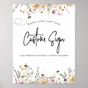 Spring Wildflower Bee Shower Custom Text Sign