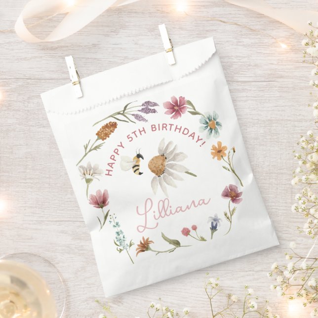 Spring Wildflower Birthday Party Favour Bag (Clipped)