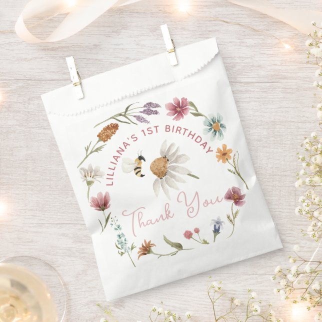 Spring Wildflower Birthday Thank You Favour Bag (Clipped)