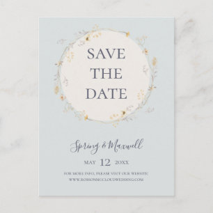 Spring Wildflower Blue Save The Date Postcard