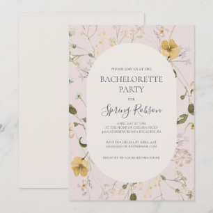 Spring Wildflower   Blush Bachelorette Party  Invitation