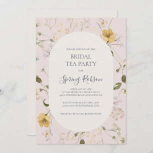 Spring Wildflower   Blush Bridal Tea Party Invitation