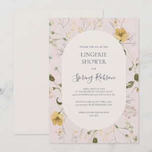 Spring Wildflower   Blush Lingerie Shower Invitation