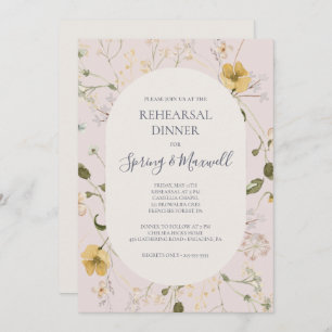 Spring Wildflower   Blush Rehearsal Dinner Invitation