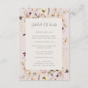 Spring Wildflower   Blush Schedule of Events Card