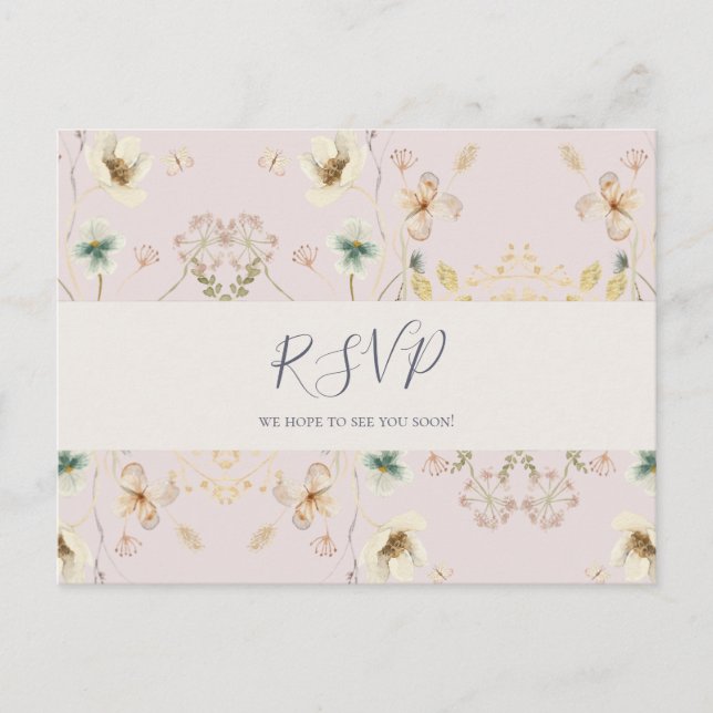 Spring Wildflower | Blush Song Request RSVP Postcard (Front)