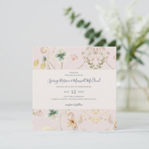 Spring Wildflower   Blush Square Wedding Invitation