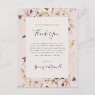 Spring Wildflower Blush Thank You Reception Card
