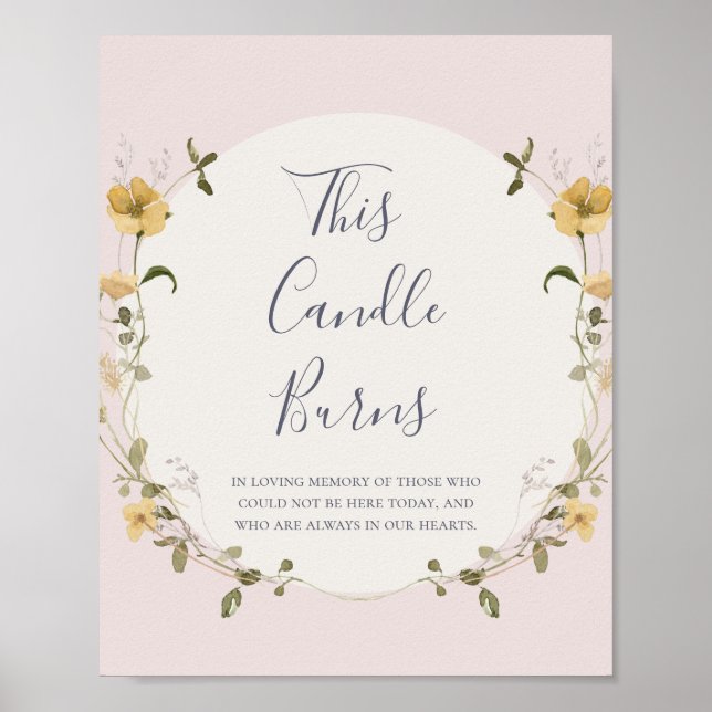 Spring Wildflower Blush this Candle burns Wedding Poster (Front)