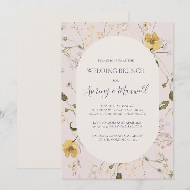 Spring Wildflower | Blush Wedding Brunch Invitation (Front/Back)