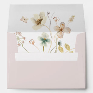 Spring Wildflower Blush Wedding Invitation Envelope