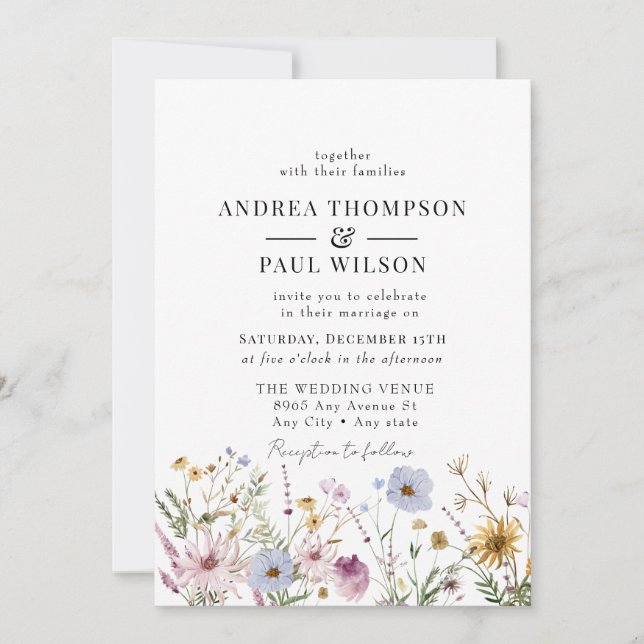 Spring Wildflower | Boho Chic Wedding Invitation (Front)
