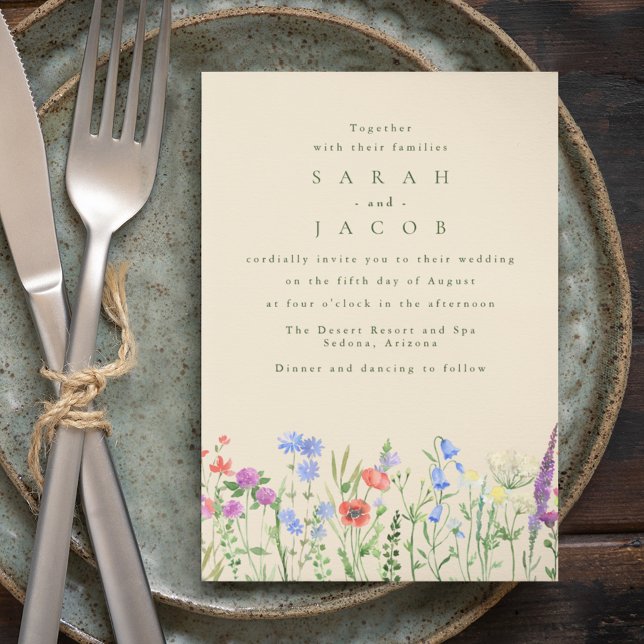 Spring Wildflower Boho Garden Wedding Invitation (Spring Wildflower Boho Garden Wedding Invitation)