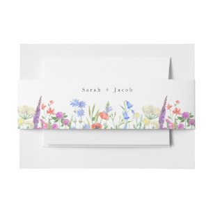 Spring Wildflower Boho Garden Wedding Invitation Belly Band