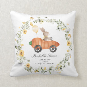 Spring Wildflower Bunny Rabbit Newborn Easter Gift Throw Pillow