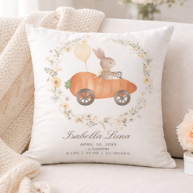Spring Wildflower Bunny Rabbit Newborn Easter Gift Throw Pillow (Creator Uploaded)