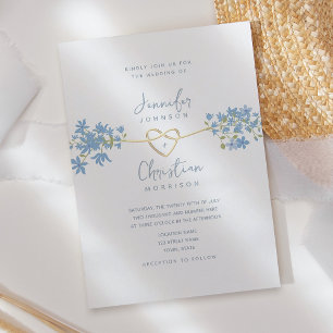 Spring Wildflower Dusty Blue Wedding Invitation