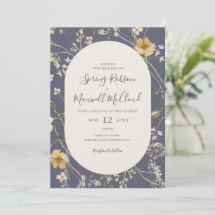 Spring Wildflower Dusty Purple All In One Wedding  Invitation