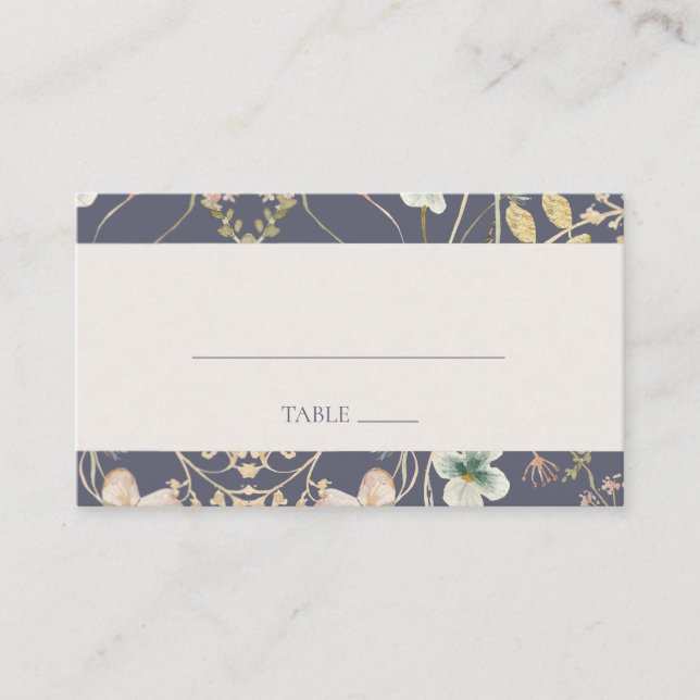 Spring Wildflower | Dusty Purple Flat Wedding Place Card (Front)