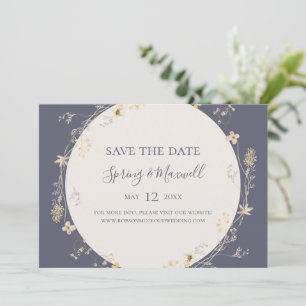 Spring Wildflower   Dusty Purple Horizontal Save The Date