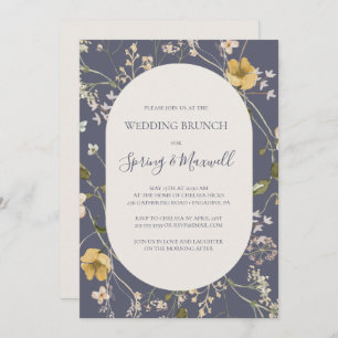 Spring Wildflower   Dusty Purple Wedding Brunch Invitation