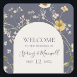 Spring Wildflower | Dusty Purple Wedding Welcome Square Sticker<br><div class="desc">This spring wildflower | dusty purple wedding welcome square sticker is perfect for your rustic vintage boho wedding. The design features colourful, elegant minimalist pastel watercolor wild flowers. It reminds the viewer of a classic simple bohemian summer garden meadow. A highlight of the design is how the floral and the...</div>