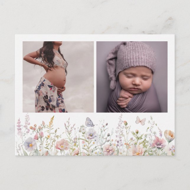 Spring Wildflower Field Baby Shower Thank You Postcard (Front)