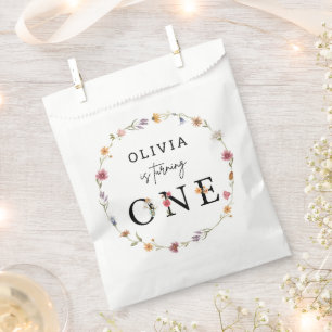 Spring Wildflower Floral 1st Birthday Party Favour Bag