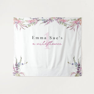Spring Wildflower Floral Birthday Backdrop Banner Tapestry