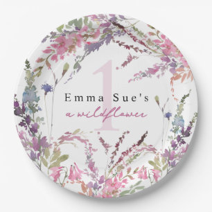 Spring Wildflower Floral Birthday Paper Plate