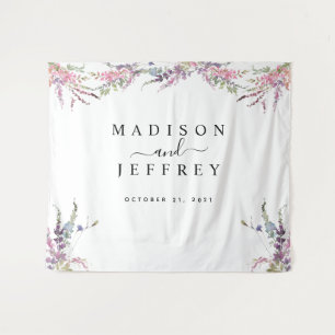 Spring Wildflower Floral Wedding Backdrop Tapestry