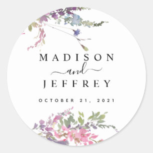 Spring Wildflower Floral Wedding Classic Round Sticker