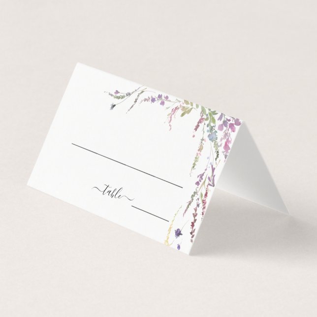 Spring Wildflower Floral Wedding Place Card (Front)