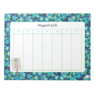 Spring Wildflower Forget Me Not Week at a Glance Notepad