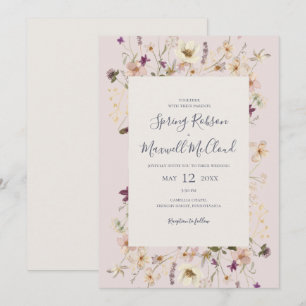 Spring Wildflower Frame Blush Casual Wedding Invitation
