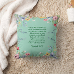 Spring Wildflower Garden Bible Verse Double Sided Throw Pillow