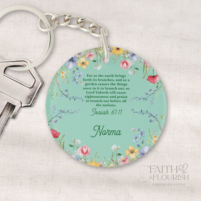 Spring Wildflower Garden Bible Verse Keychain (Creator Uploaded)
