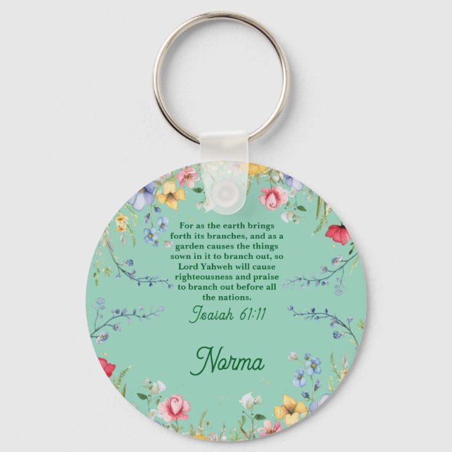 Spring Wildflower Garden Bible Verse Personalized Keychain (Front)