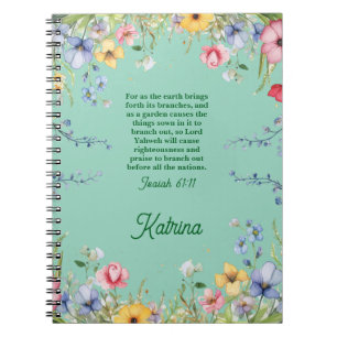 Spring Wildflower Garden Bible Verse Personalized Notebook