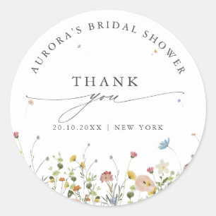 Spring Wildflower Garden  Bridal shower thank you Classic Round Sticker