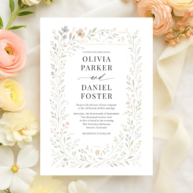 Spring Wildflower Garden Floral Botanical Wedding Invitation (Creator Uploaded)