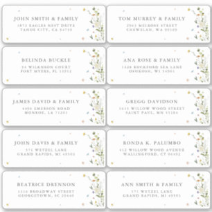 Spring Wildflower Garden Floral Guest Name Address