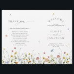 Spring Wildflower Garden Floral Minimalist Wedding<br><div class="desc">Celebrate your special day with this elegant wildflower wedding program card, featuring delicate watercolor florals and modern script typography. The soft floral border, minimalist layout, and pastel colour palette make it perfect for garden weddings, outdoor ceremonies, spring or summer celebrations, and boho or rustic themes. Fully customizable with your personal...</div>