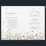Spring Wildflower Garden Floral Minimalist Wedding<br><div class="desc">Celebrate your special day with this elegant wildflower wedding program card, featuring delicate watercolor florals and modern script typography. The soft floral border, minimalist layout, and pastel colour palette make it perfect for garden weddings, outdoor ceremonies, spring or summer celebrations, and boho or rustic themes. Fully customizable with your personal...</div>