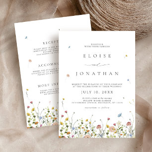 Spring Wildflower Garden Floral Minimalist Wedding Invitation
